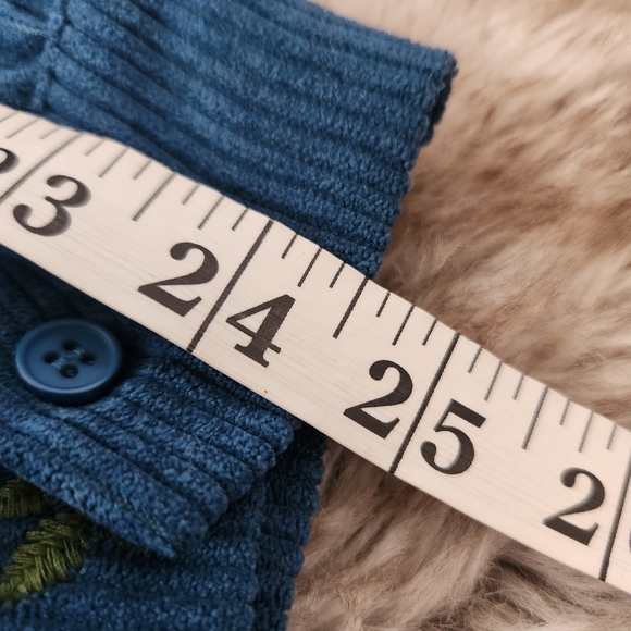 Cider Blue Corduroy Embroidered Floral Long Sleeve Mini Dress Women's Size Small - Picture 9 of 10